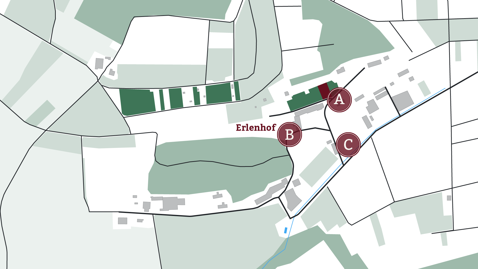 Planzeichnung des Erlenhof-Gebietes