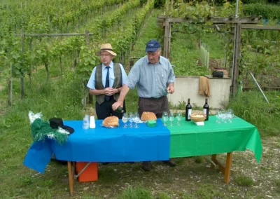 Feierlicher Akt beim Setzen der letzten Rebe